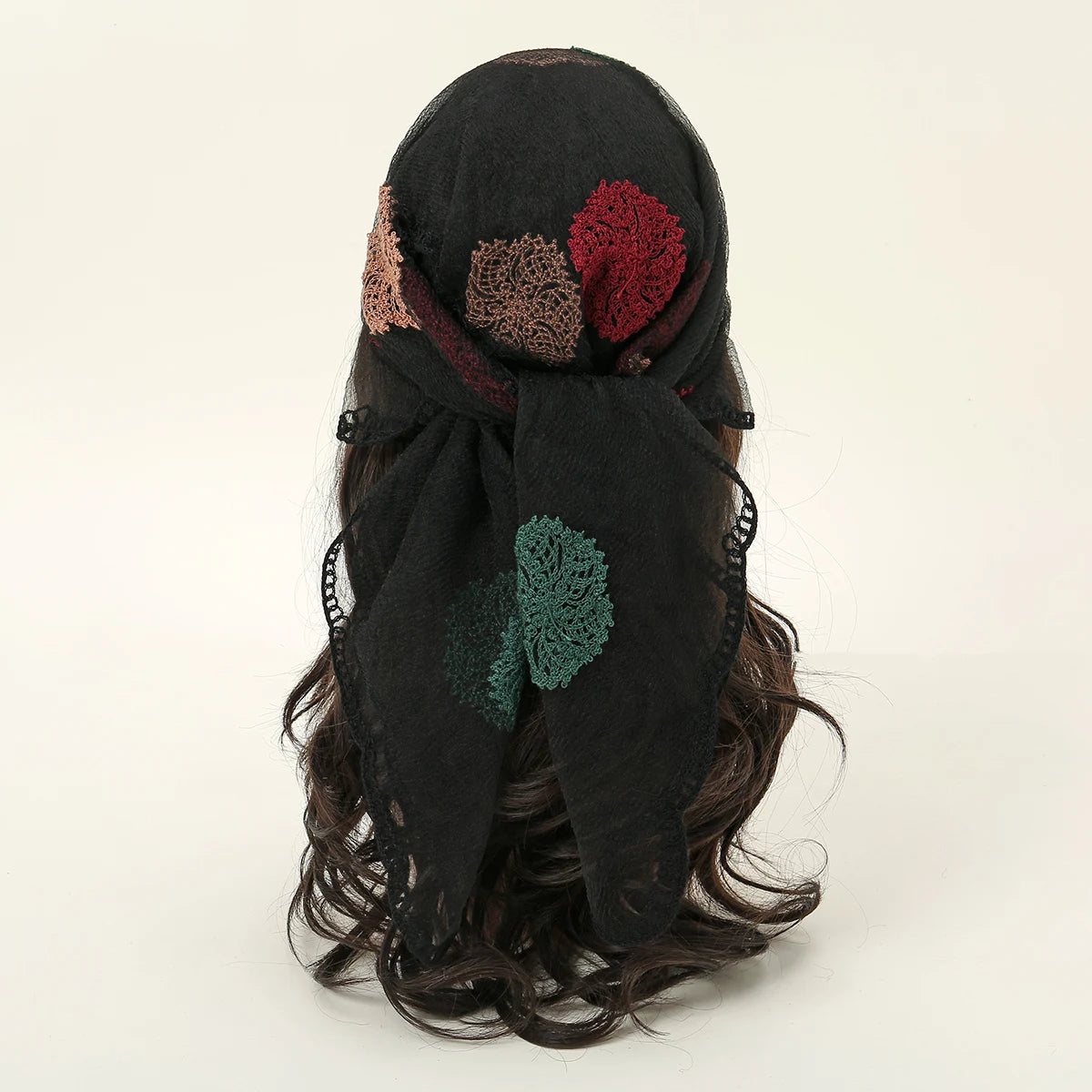 Lace Paisley Embroidered Square Bandana Scarf 23 Colours