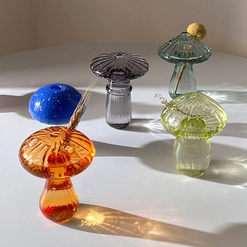 Mushroom Glass Vase Plant Hydroponic Terrarium Vase