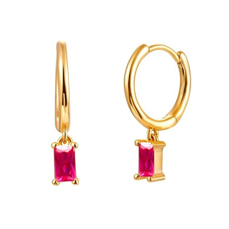 Colourful Zircon Gold Stud Earrings Mix'n'Match