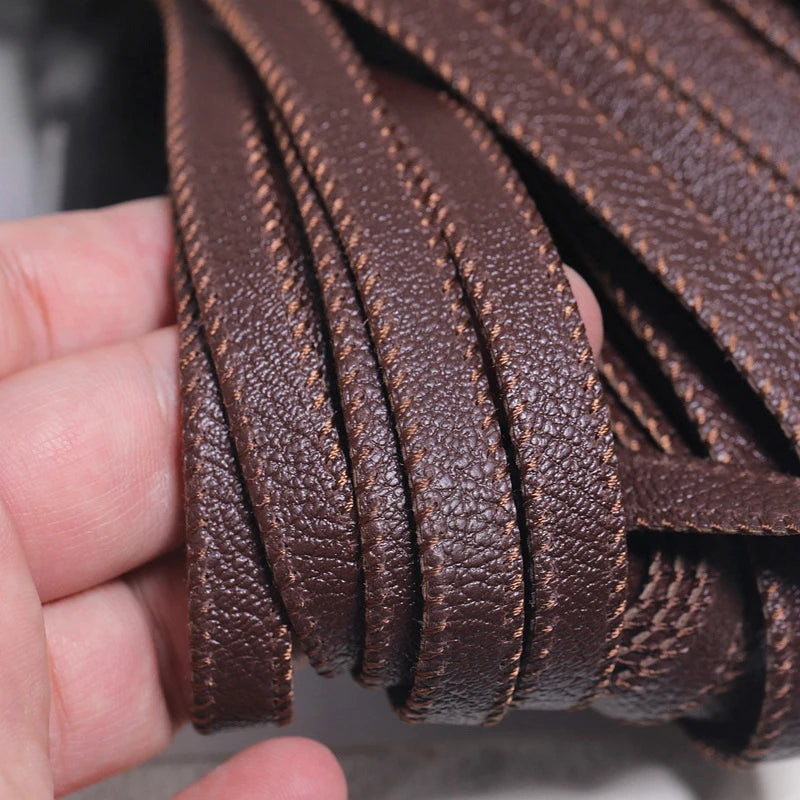 1/2/5/10M Faux Leather Rope 10mm wide Leaf Embossed Flat Ribbon DIY Craft