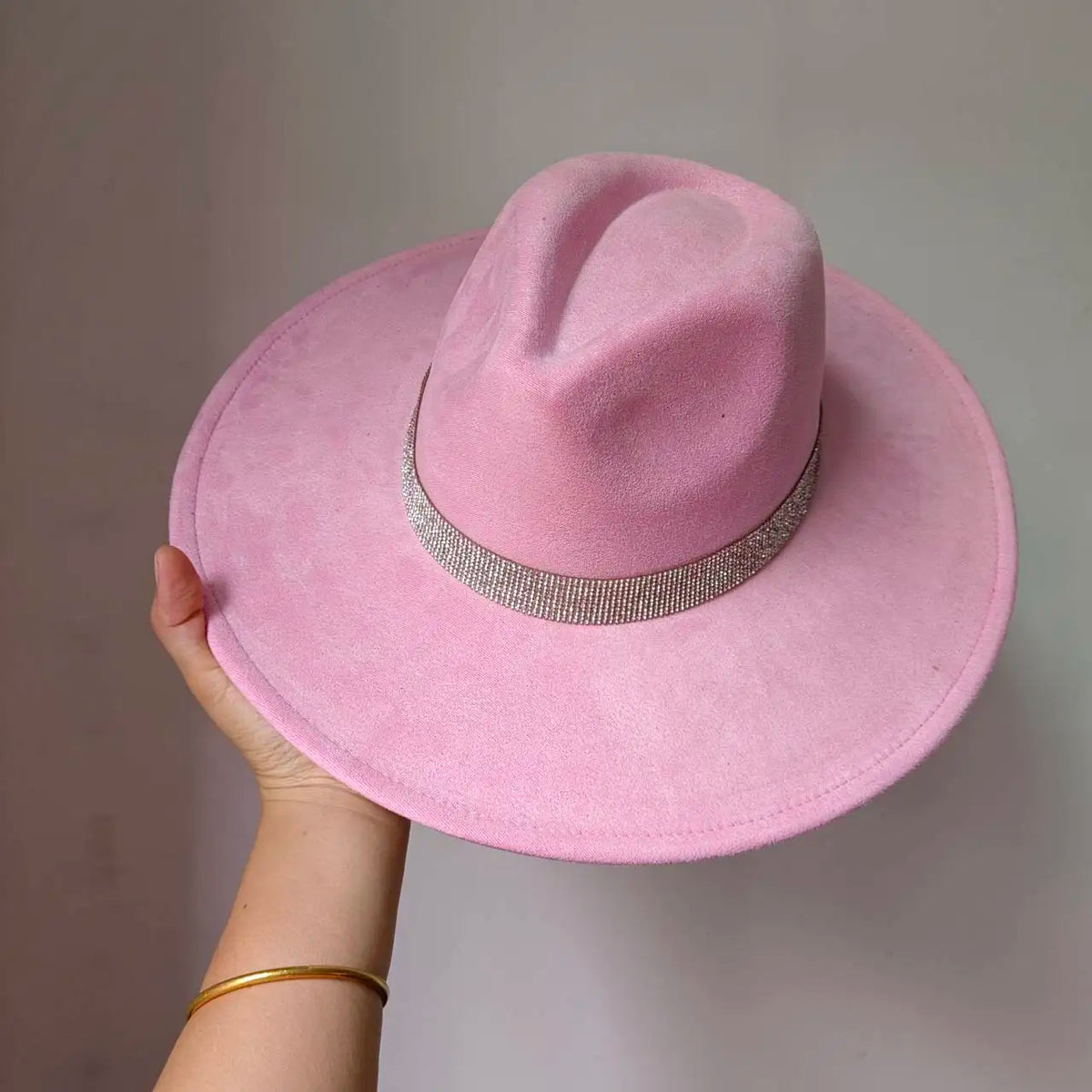 Faux Suede 10cm Wide Brim Fedora Hats