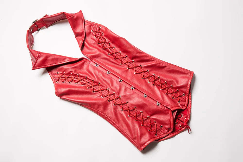 Vampira Draven's Lace-Up Steel Boned PU Corset