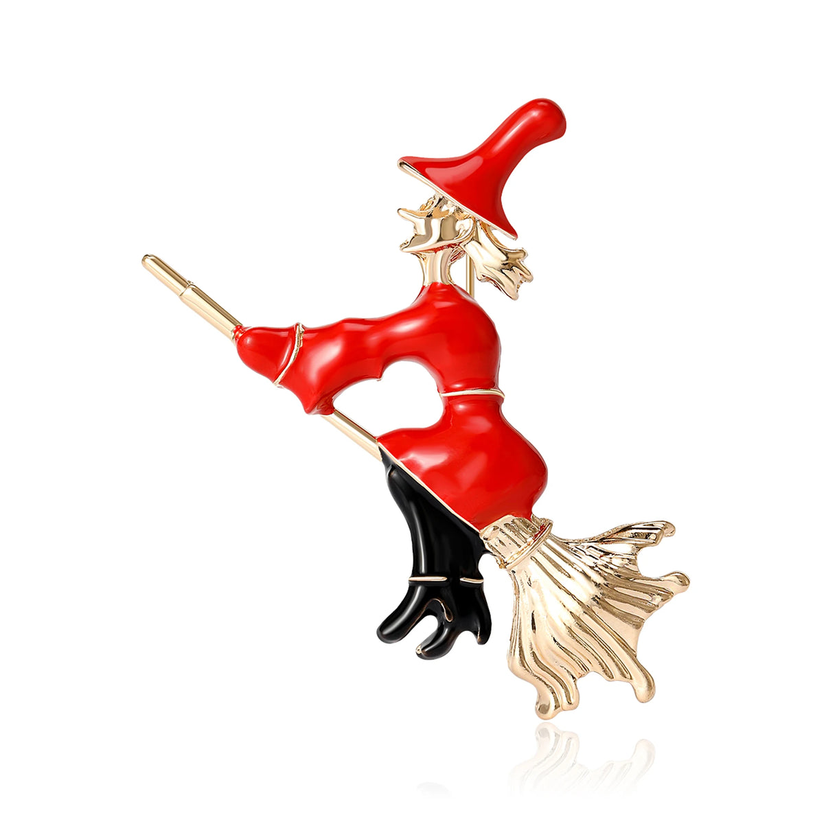 Halloween Flying Broom Witch Hat Brooches