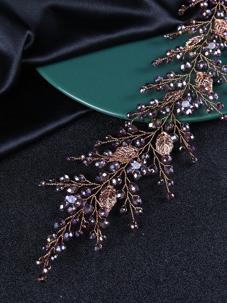 Purple Crystal Bridal Headdress Hair Accessories