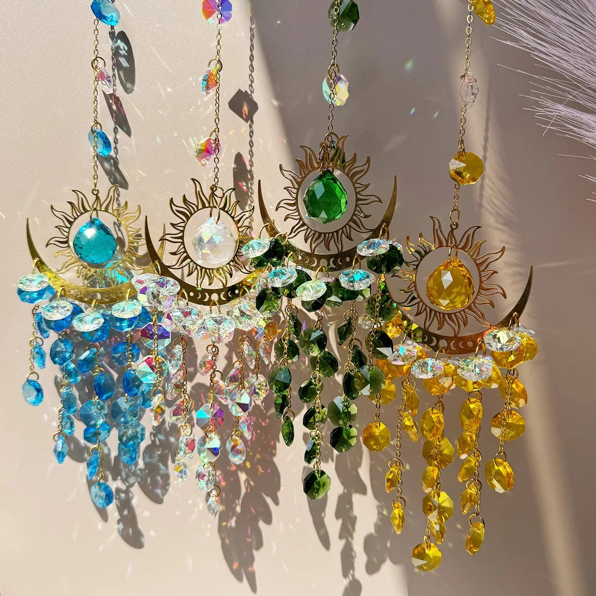 Flaming Sun Crystal Sun Catcher Hanging Decor