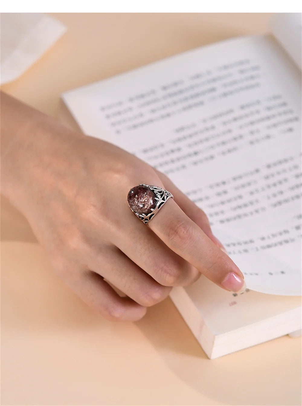 The Seeker of The Lost S925 Sterling Silver Ring Natural Ghost Crystal