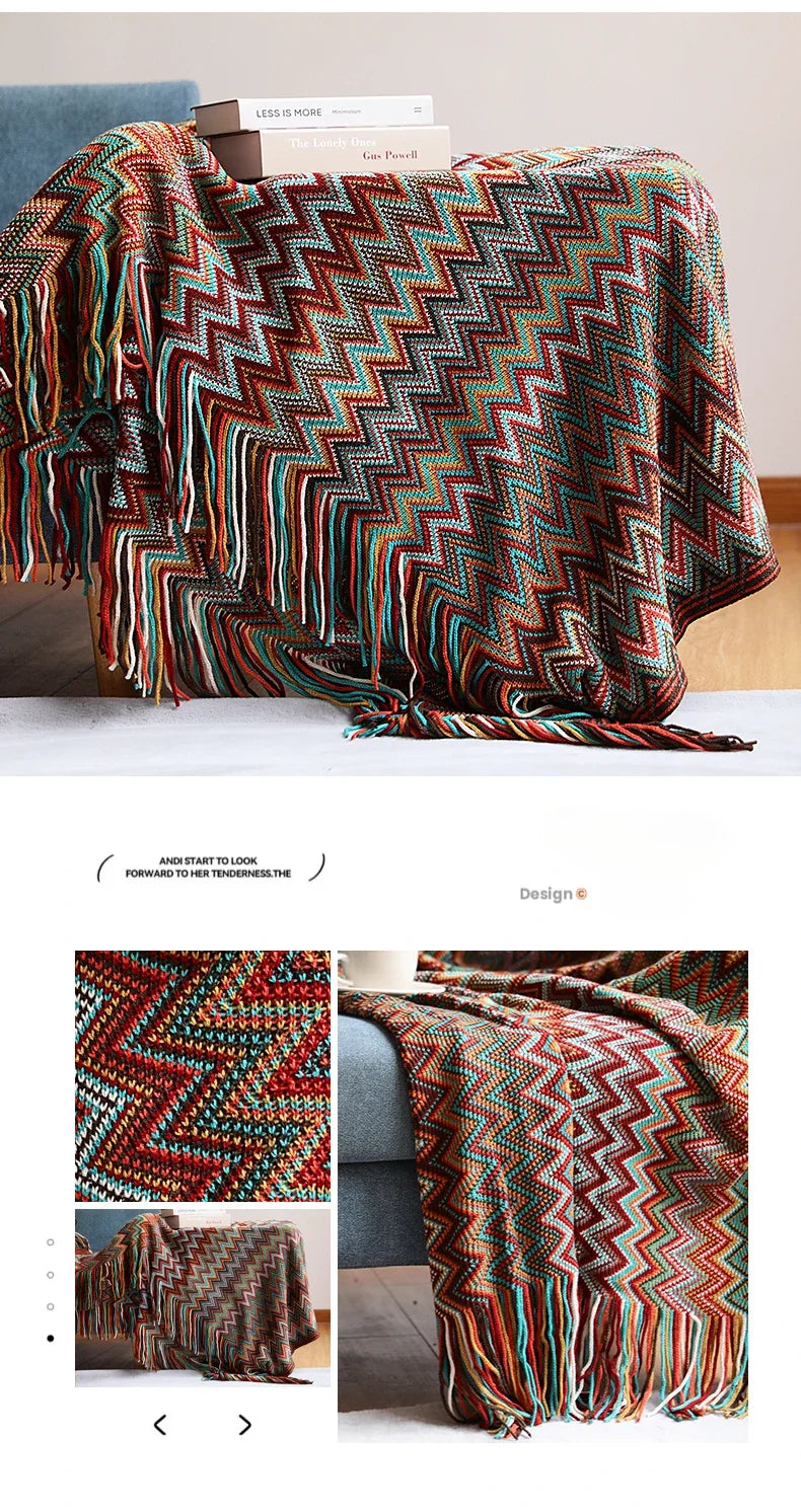 Boho Zig Zag Mexico Baja Blankets