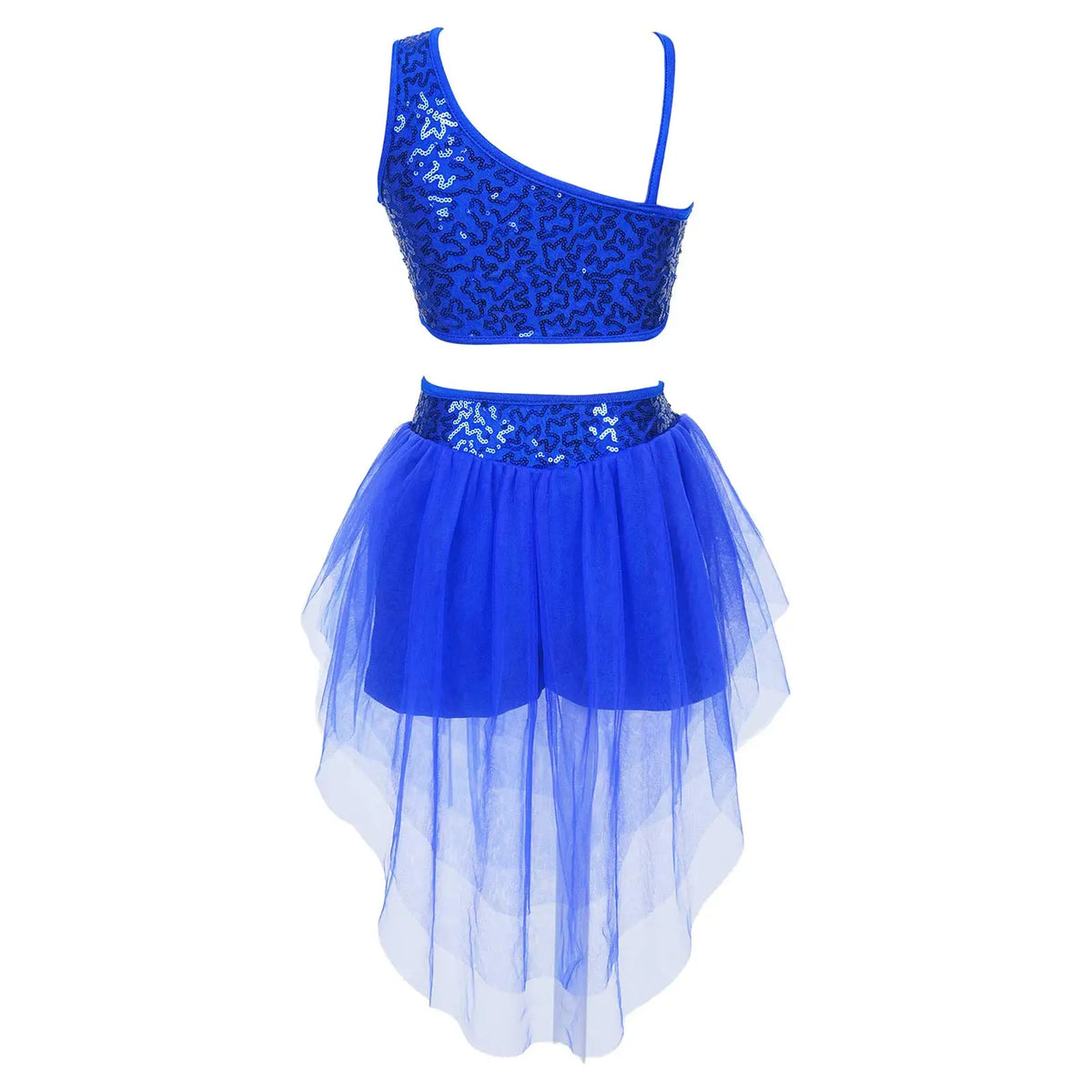 Sequins Ballet Dance Set Girls Crop Top Skirted Shorts Stage Dance Costumes