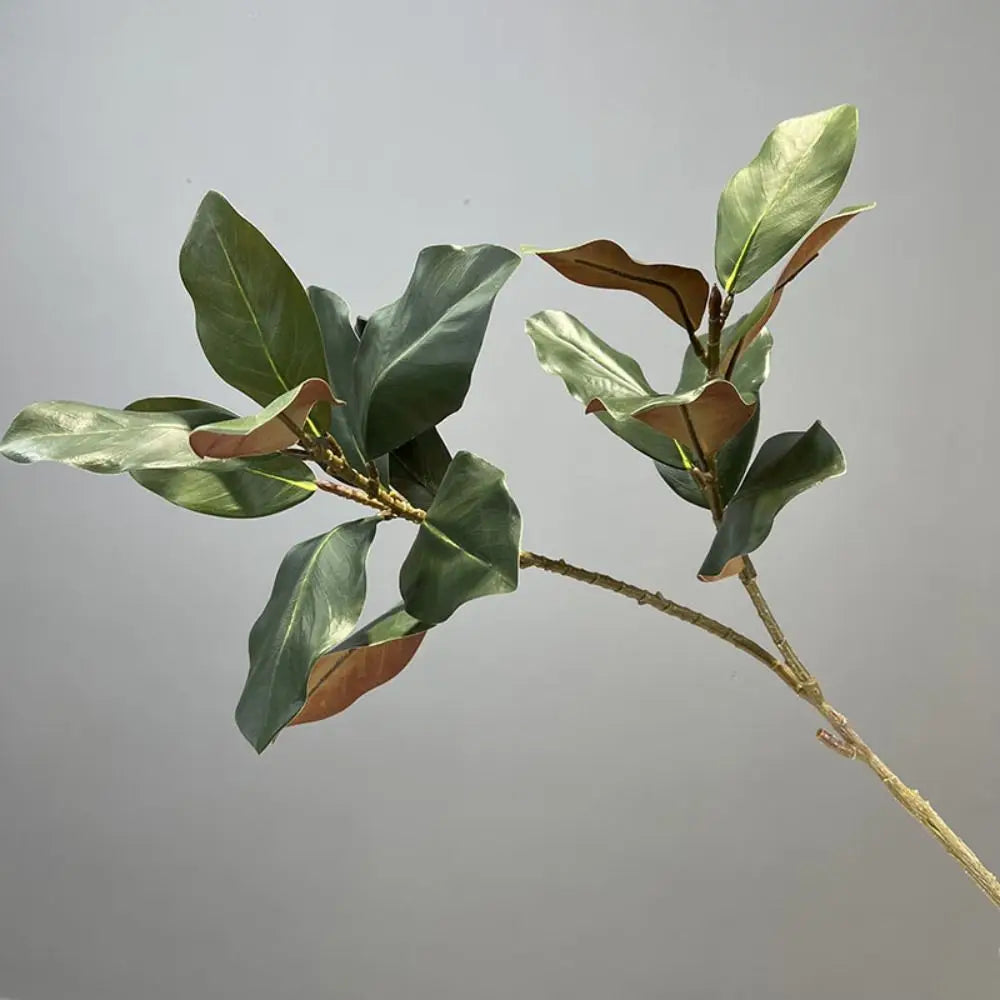 Large Artificial Magnolia Plant Rubber Leaves 2 Forks Simulated Magnolia Tree Branch 110cm Artificial Plants