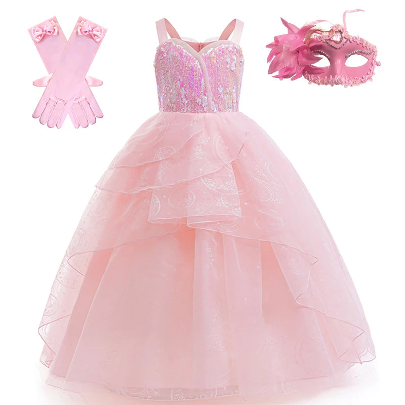 Wicked Glinda and Elphaba Girl's Tiered Costume Dress Sets Witch Halloween Book Week