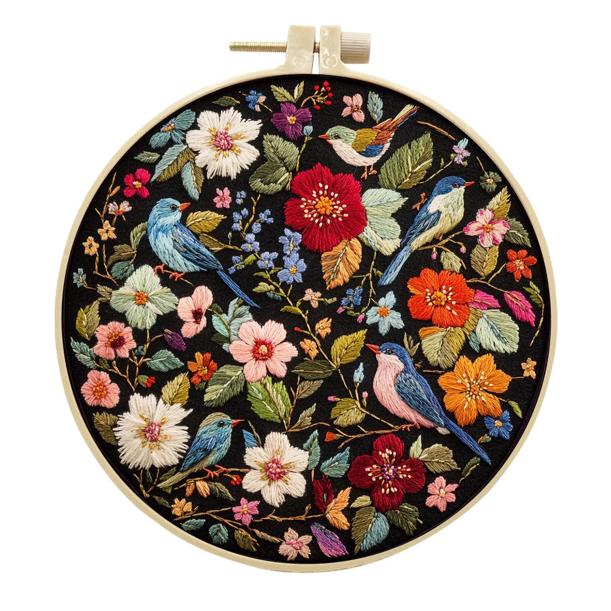 Spring Garden Embroidery Kit with Flower And Bird Pattern DIY Crafts