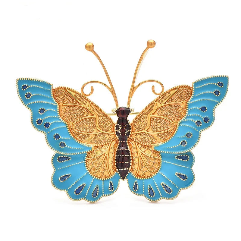 Enamel Copper Art Nouveau Butterfly Brooches