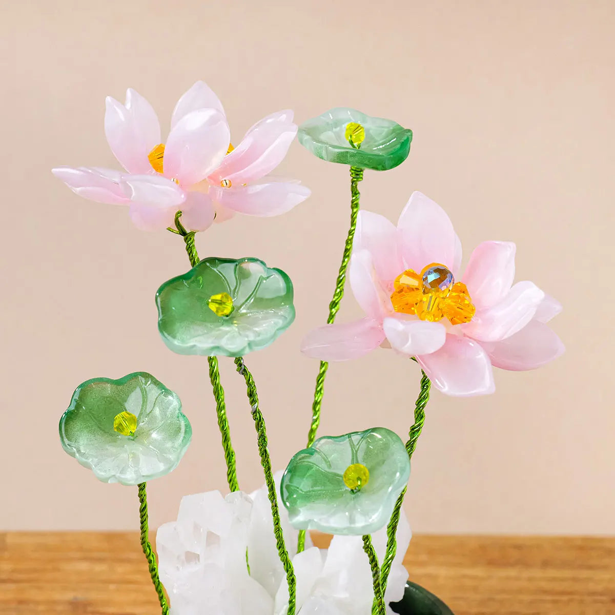 1pc Natural Clear Quartz Cluster Tea Cups Lotus Flower Micro Landscape Home Decoration