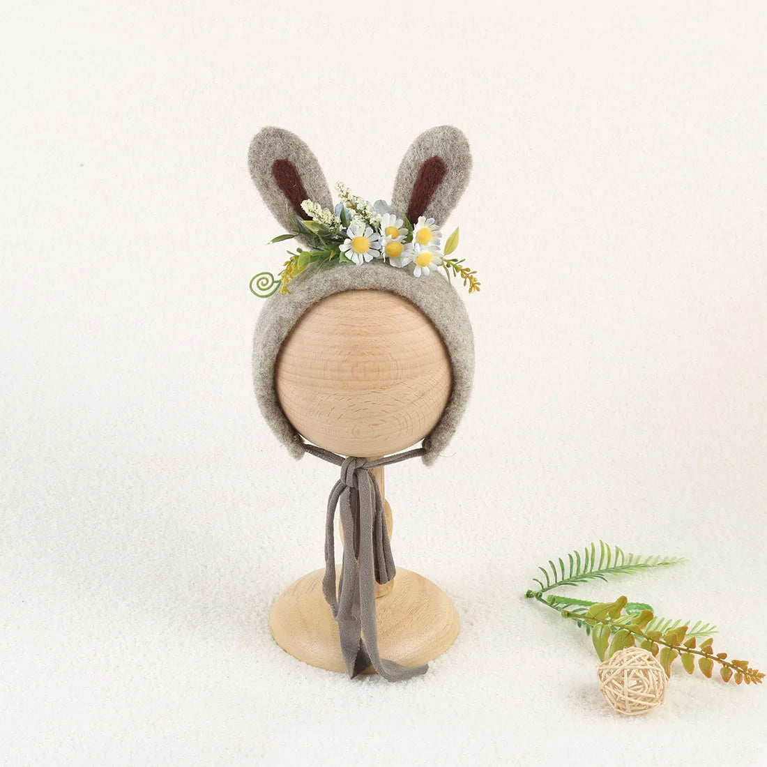 Newborn Wool Felt Fox Flower Bonnet Newborn Photography Props