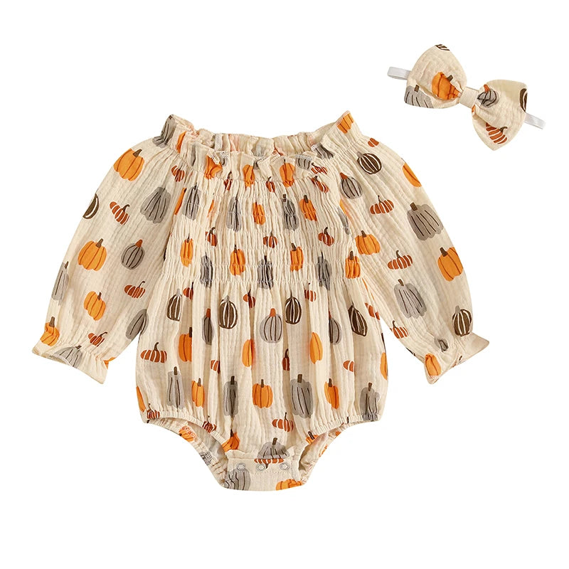 Valentines Day Easter St Patricks Christmas Baby Girls Heart Print Romper with Headband