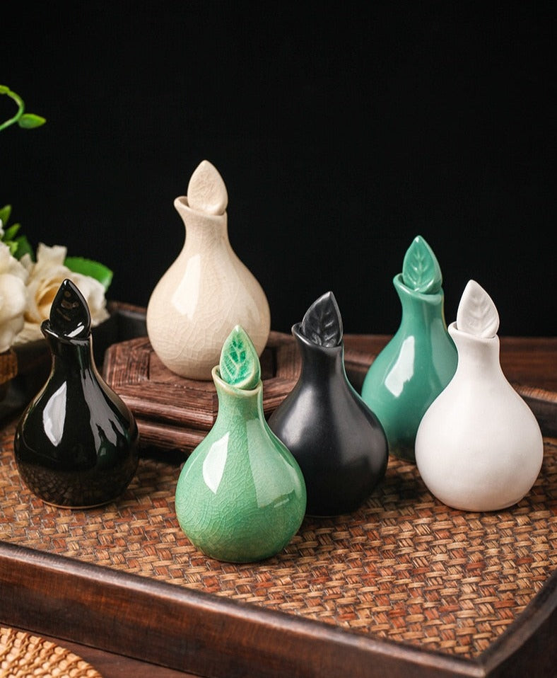 Leaf Cracked Glaze Essential Oil Pots 100ml Ceramic Aromatherapy Scented Home Decor Bottle