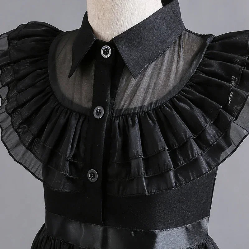 Wednesday Addams Cosplay Costume for Girls Halloween Book Week 3-12 Years