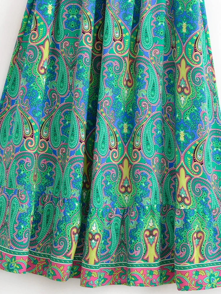 Nahlia's Wild Floral Print High Low Beach Boho Skirt