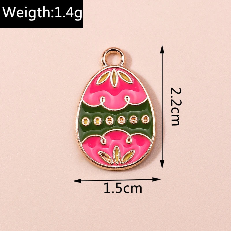 Ten Easter Eggs Charms for DIY Jewellery Making Craft