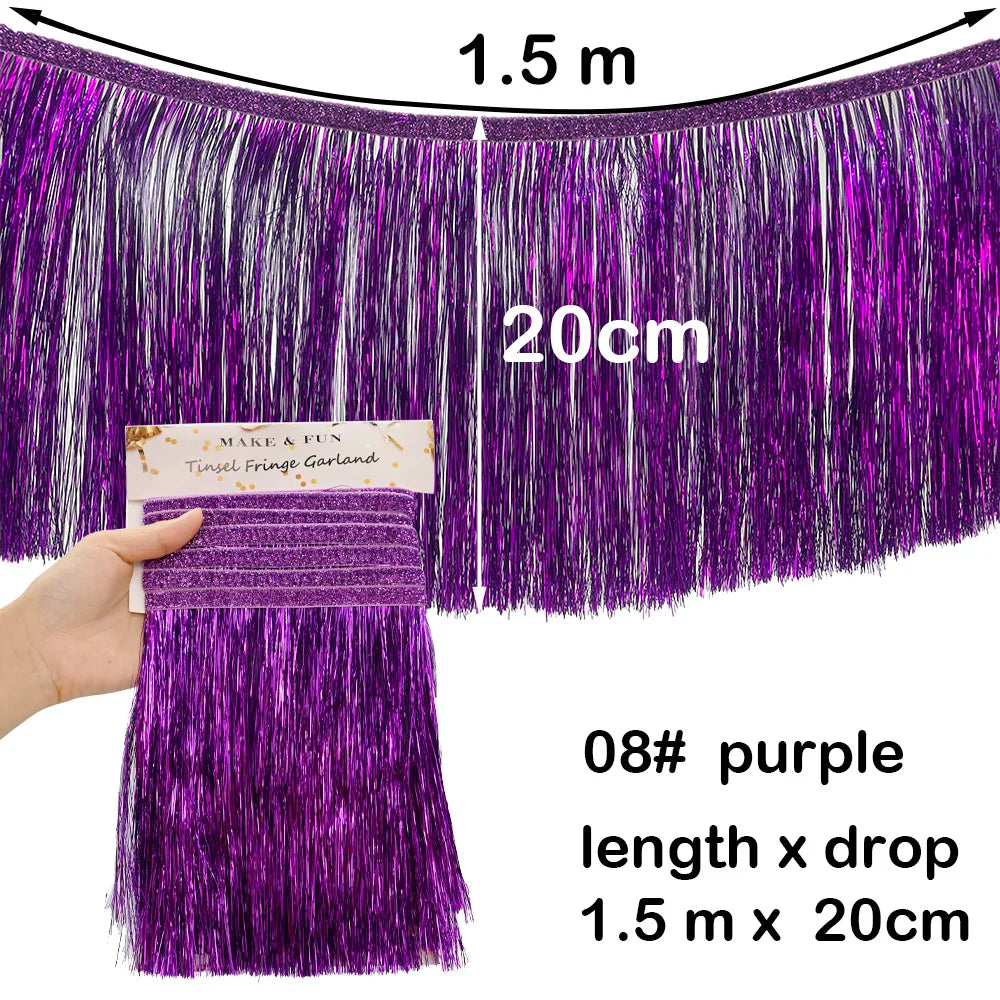 1.5m Gorgeous Fringe Tassel Banner Party Foil Garlands Wall Ceiling Decoration