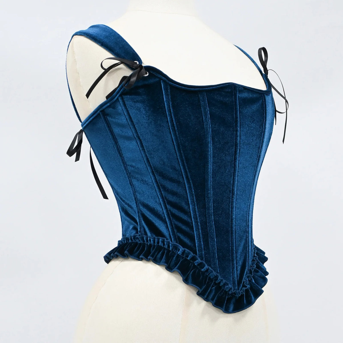 Delphine's Velvet Corset Over Bust Lace Up Boned Bodice 4 Colours