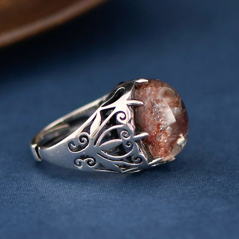 The Seeker of The Lost S925 Sterling Silver Ring Natural Ghost Crystal