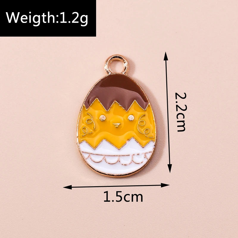 Ten Easter Eggs Charms for DIY Jewellery Making Craft