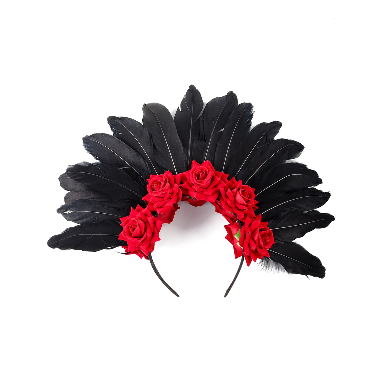 Carnival Showgirl Feather Rose Halo Headpiece Hairband Costume Headdress