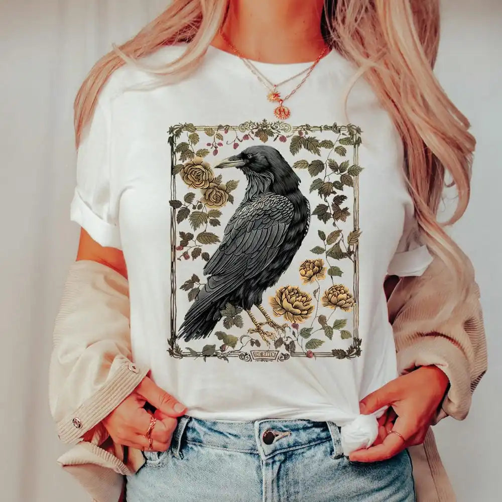 Raven T-Shirts Goblincore Gothic Witchy Dark Academia Tee