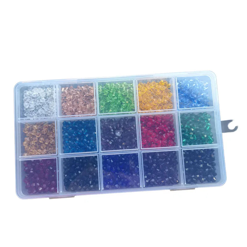 24 Colour Bicone Crystal Glass Beads Set with Storage Case Sparkling Faceted Beads for Jewellery Making DIY Craft