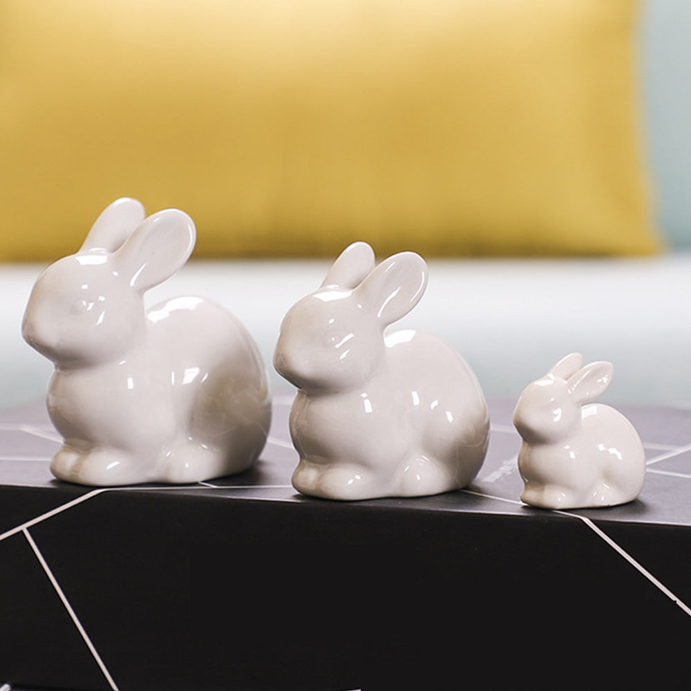 Miniature White Rabbit Easter Bunny Figurine Home Decor