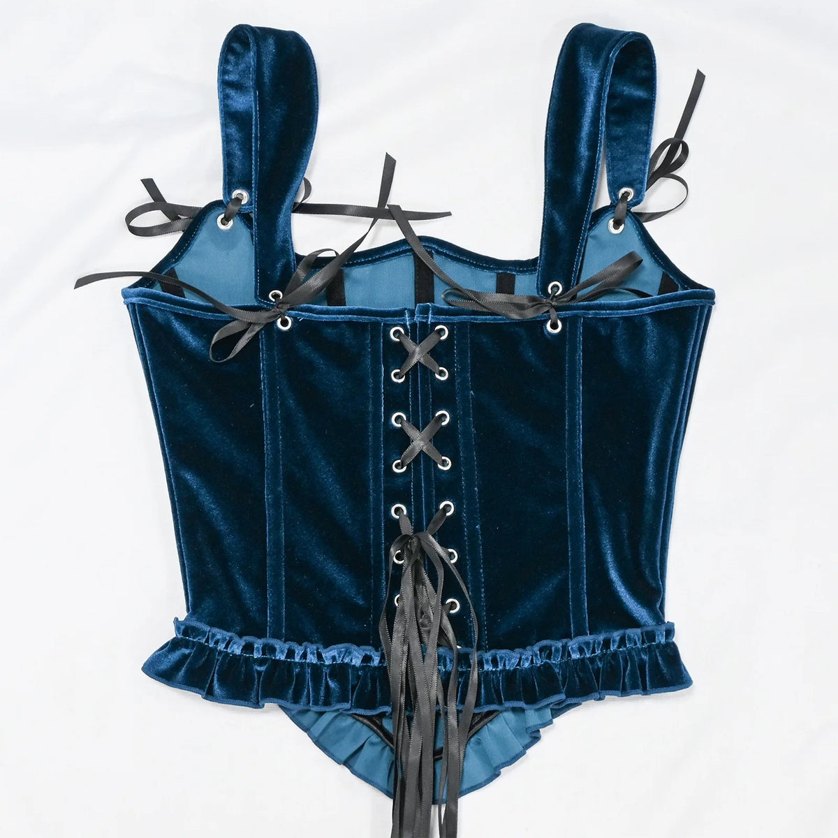 Delphine's Velvet Corset Over Bust Lace Up Boned Bodice 4 Colours