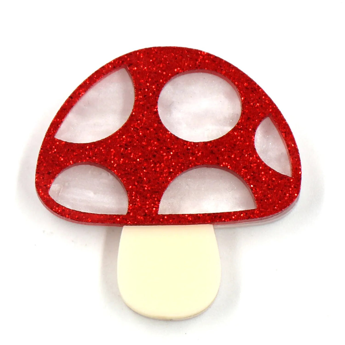 Glittery Mushroom Acrylic Brooch
