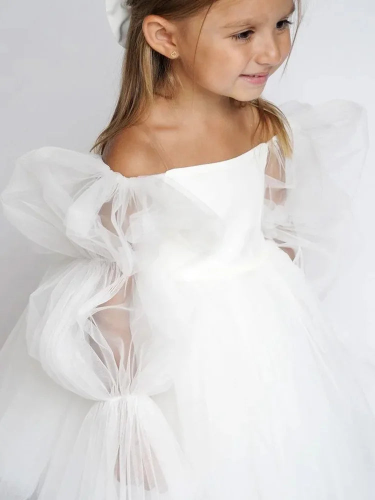 Fashions on The Field Girl Tutu Dress Puff Sleeve Infant Toddler Wedding Party Birthday Dress