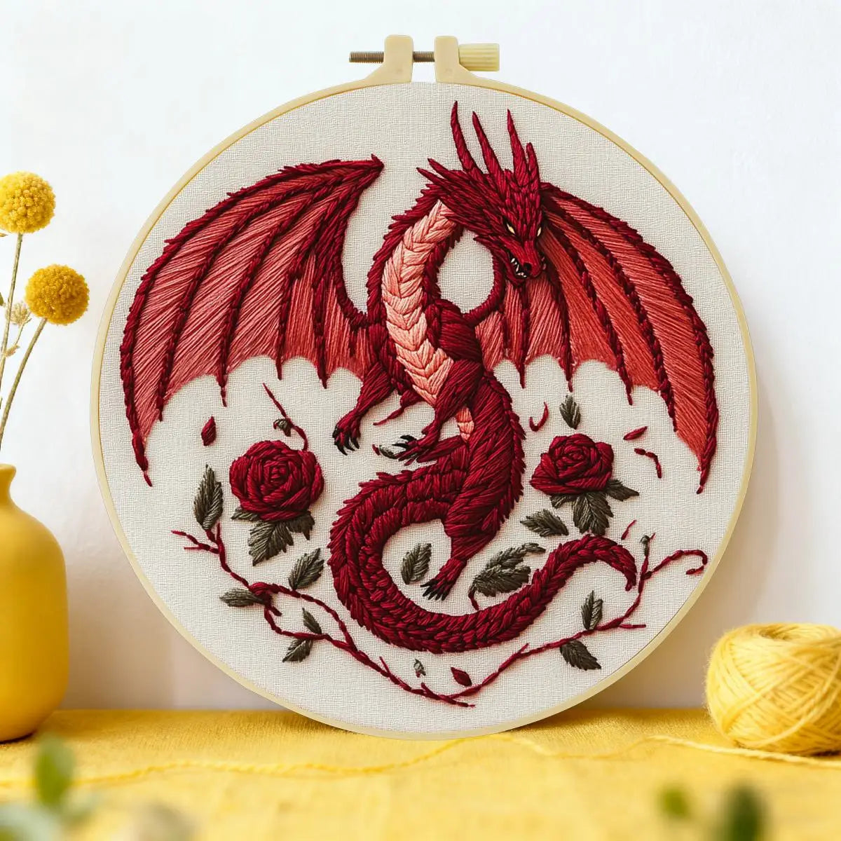 Red Dragon DIY Embroidery Kit for Beginners