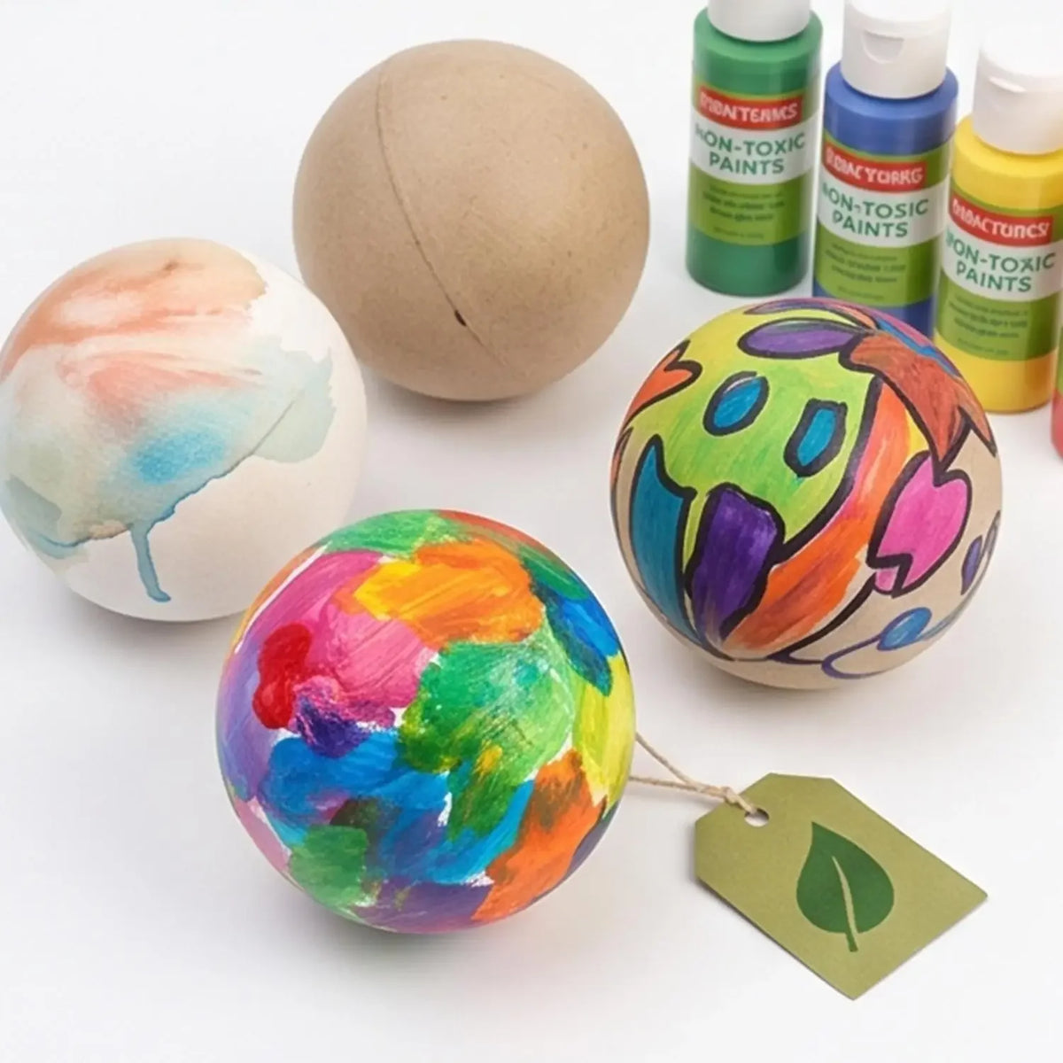 DIY Paintable Papier-mâché Balls Xmas Tree Hanging Ornaments Blank Fillable Paper Sphere