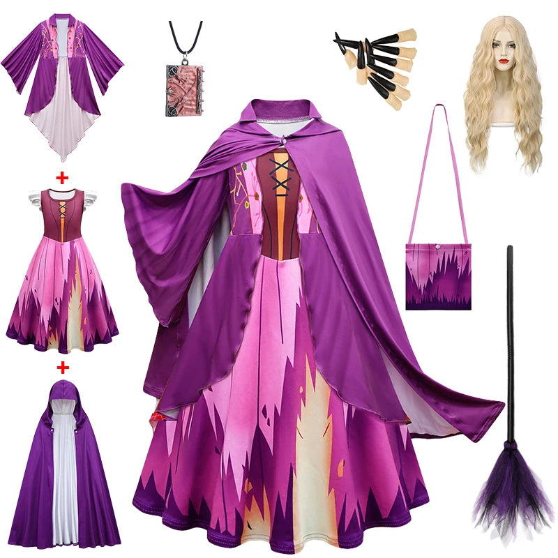 Hocus Pocus 2 Costume Girls Sanderson Sisters Children Sarah Witch Dress