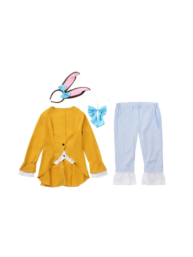 Women's Gentleman Rabbit Cosplay Costume Halloween Carnival Party Stage Performance Set With Bunny Ear Headwear Bow Tie Gloves