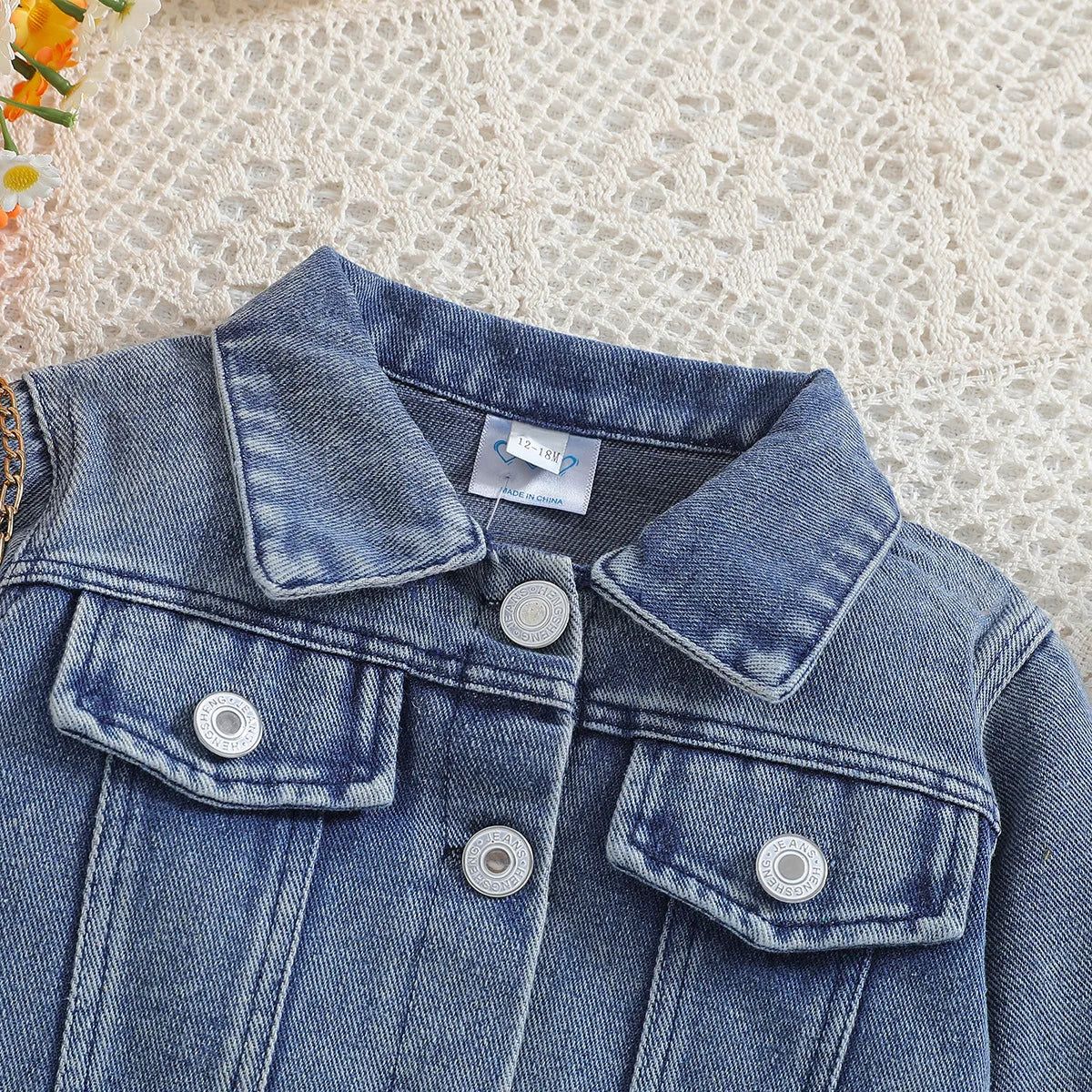 Cousin Crew and Sisters Letter Printed Denim Jackets for Girls