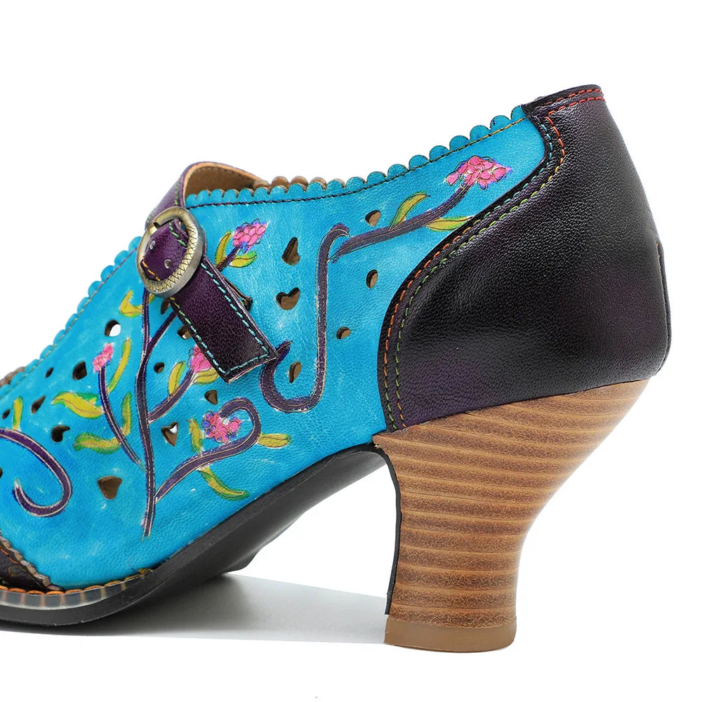 Moggy's Genuine Leather Pumps Hand-painted Shoes