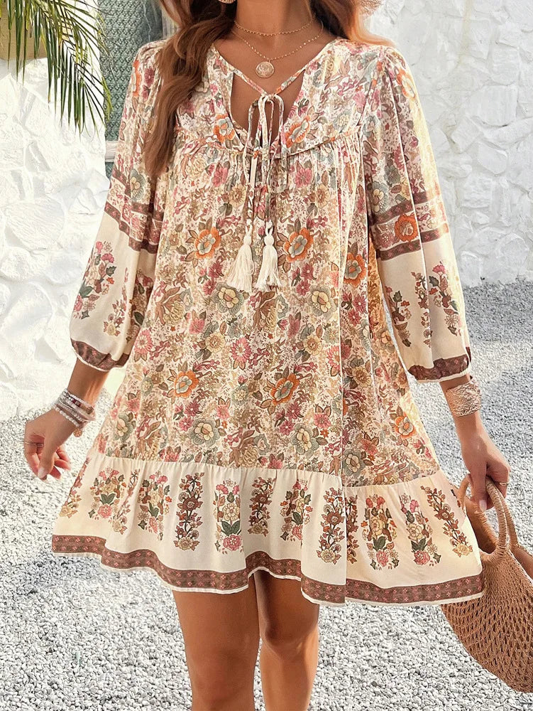 Angie's Boho Long Sleeve Short Dress