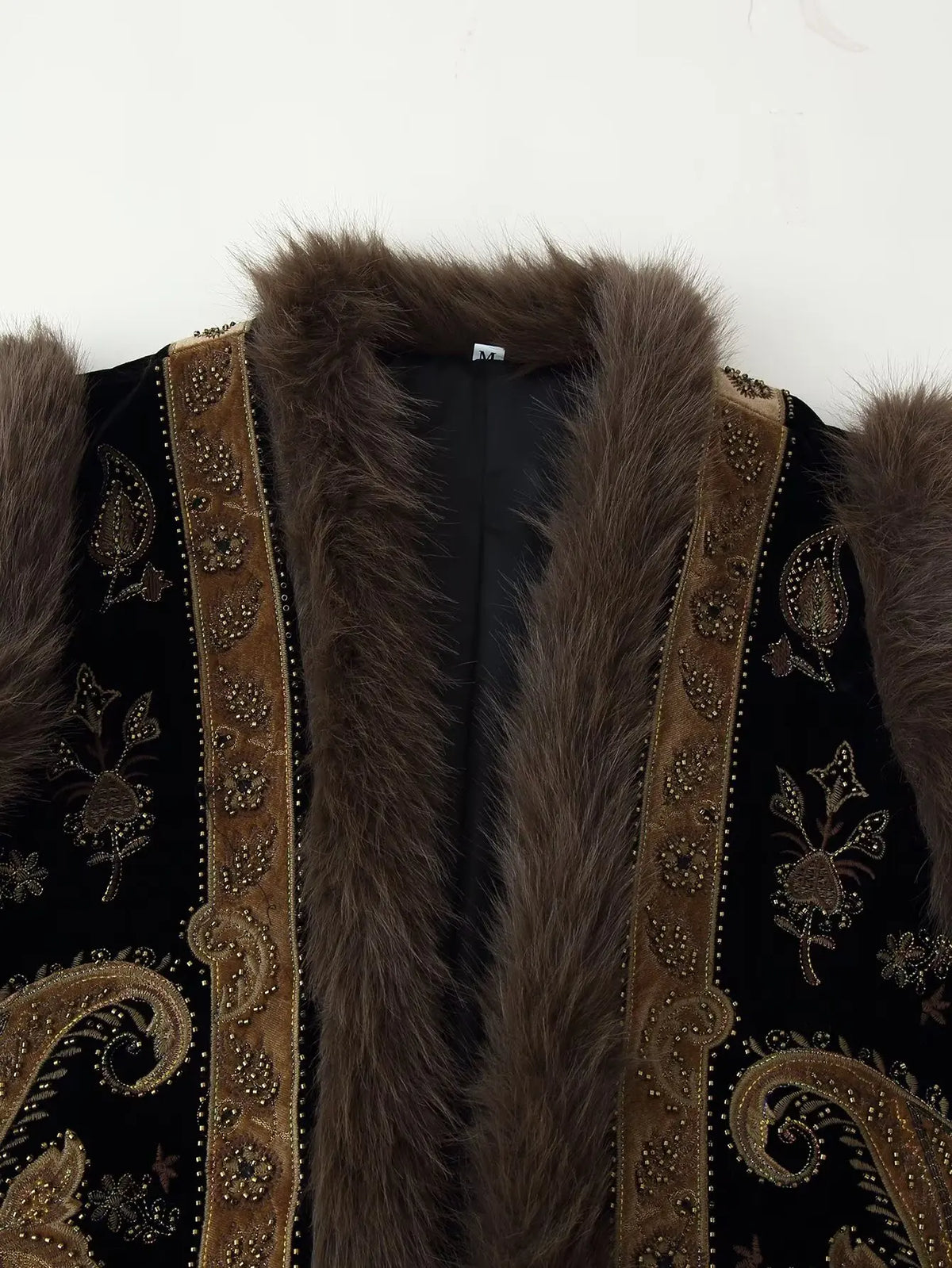 Dharma's Bead Stitched Vest Faux Fur Lined Vest