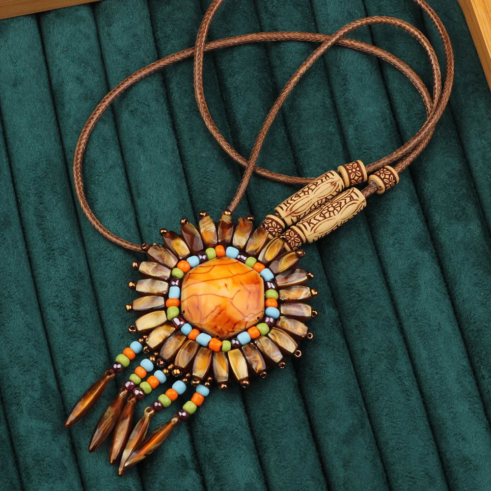 Handmade Beaded Leather Boho Necklaces