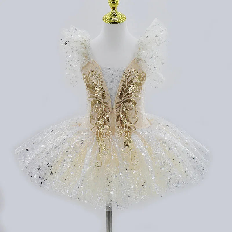 Golden Fae Professional Ballet Dress Contemporary Dance Performance Costumes