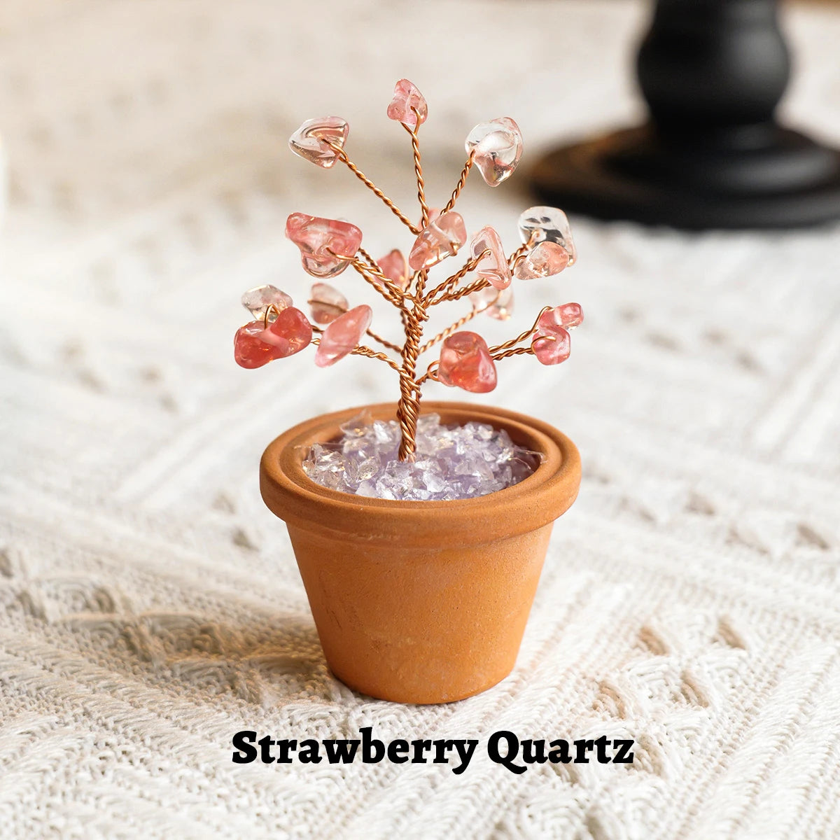 1pc Natural Crystal Mini Tree Clay Pot Amethyst Quartz Healing Gemstones Pot Plant Home Decor