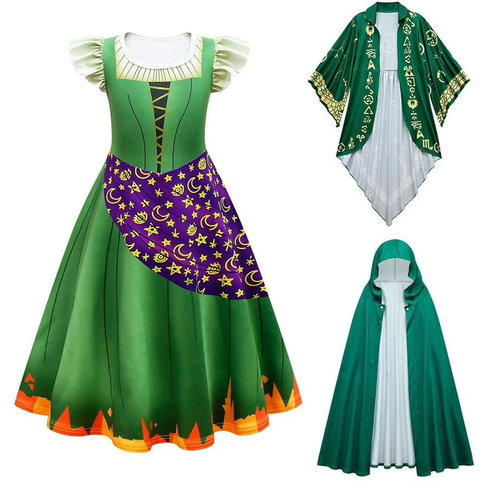 Hocus Pocus 2 Halloween Costume Child Sanderson Sisters Party Dresses Winifred Witch Costumes Children