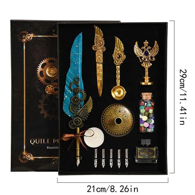 The Captain's Feather Pen Set Calligraphy Stationery Gift Box