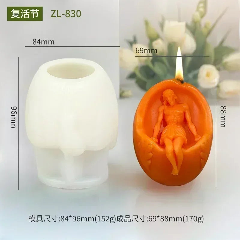 3D Easter Rabbit Relief Egg Silicone Mould Resin Candle Soap Plaster DIY Crafts