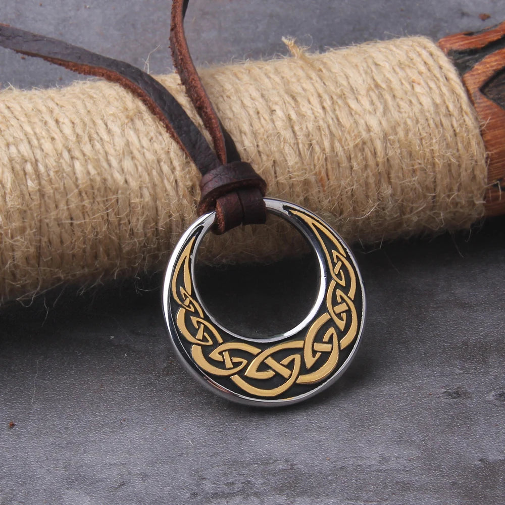 Celtic Knot Stainless Steel Pendant Necklace For Men with Wooden Gift Box