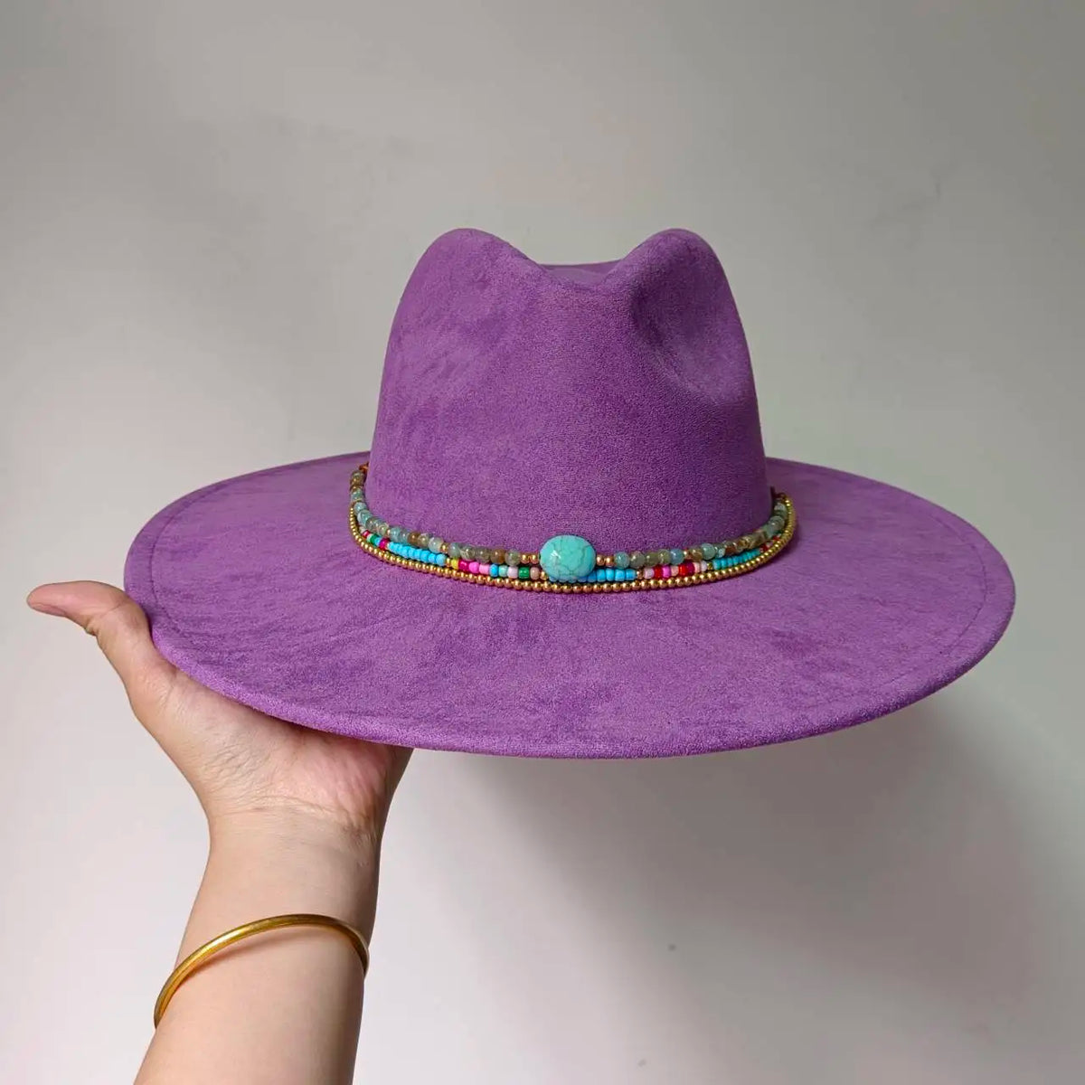 Faux Suede 10cm Wide Brim Fedora Hats